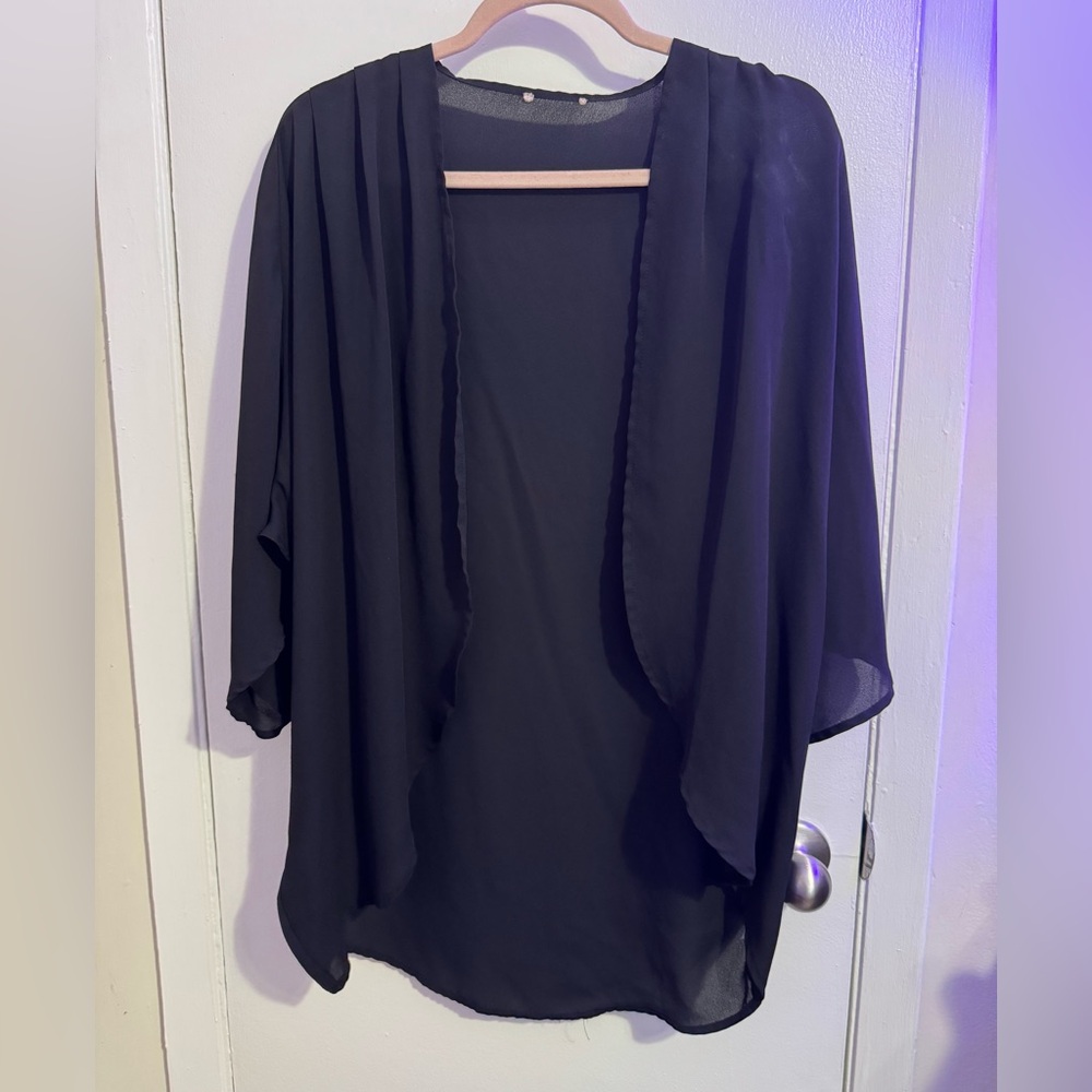 Elegant Black Sheer Kimono Cardigan